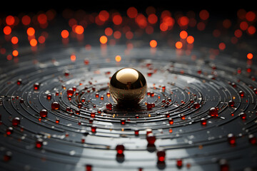 Spherical objects reflect light on a sleek, dark surface creating an intriguing visual effect during a creative science experiment