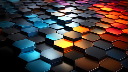 Colorful hexagonal patterns create a striking visual texture in modern abstract design
