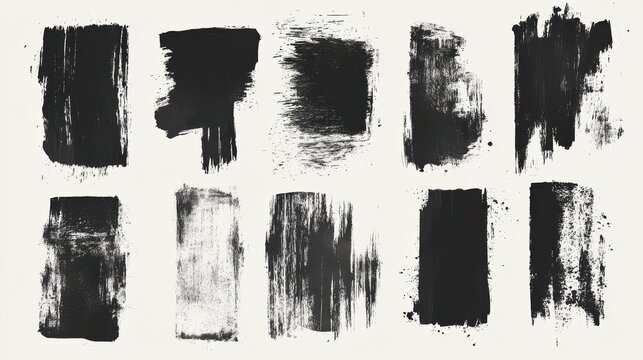 Collection of Brush Strokes ,Vector Grunge Brushes ,Dirty textures of banners, boxes, frames, Painted objects isolated on white background