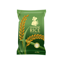 Rice Package Mockup Thailand food Products, vector illustration