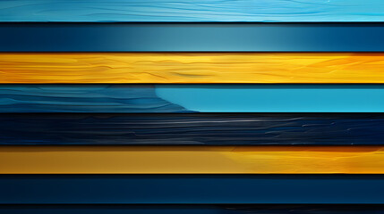 Colorful wooden texture showcasing a blend of blue, yellow, and orange shades in a horizontal pattern on a smooth surface