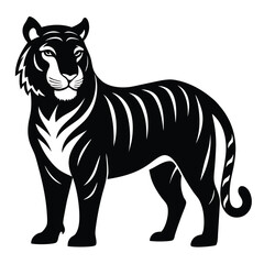 Majestic black and white tiger illustration