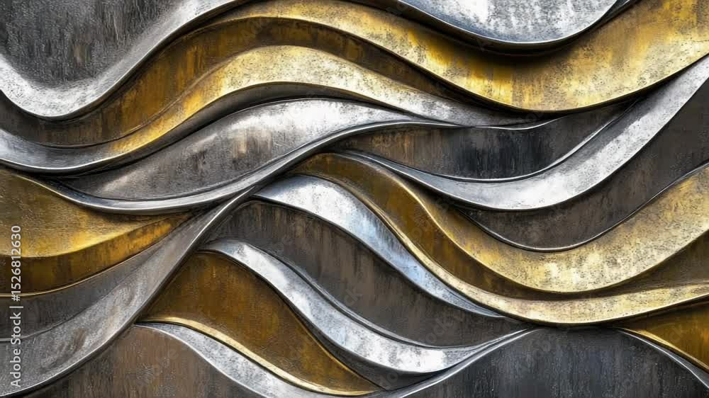 Poster Close-up image of a metal surface with a wave pattern