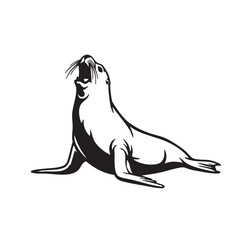 Majestic Sea Lion Illustration A Powerful Black and White Design