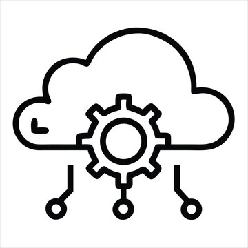 Cloud computing gear icon isolated on white background