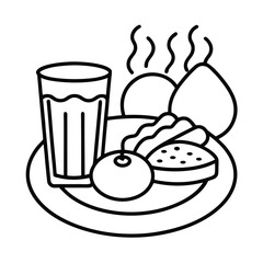 Continuous Line Drawing of Elegant Table Setting with Cutlery

