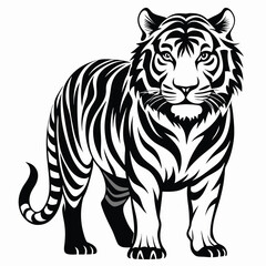 Obraz premium Majestic black and white tiger illustration