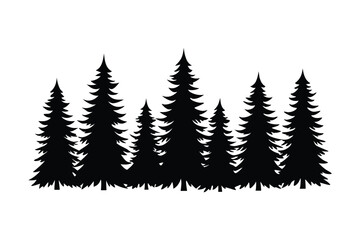 Obraz premium Pine forest silhouette vector art illustration(A)