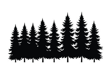 Fototapeta premium Pine forest silhouette vector illustration