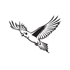 Obraz premium Elegant Cockatoo in Flight A Stunning Bird Illustration