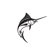 Obraz premium Majestic Marlin A Striking Black and White Illustration of a Leaping Fish