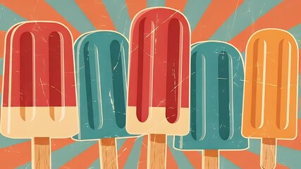 Retro graphic poster with vintage popsicle illustration