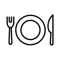 Plate and cutlery icon illustration for dining and culinary concepts