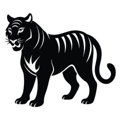 Fototapeta premium Majestic black tiger silhouette powerful wildcat
