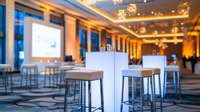 Elegant event venue modern cocktail lounge setup