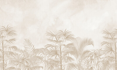 Vintage Tropical Foliage Texture Background: Muted Brown Botanical Print