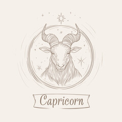 Capricorn zodiac illustration with star