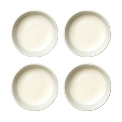 Four Empty Ceramic Bowls Arranged in a Square Pattern