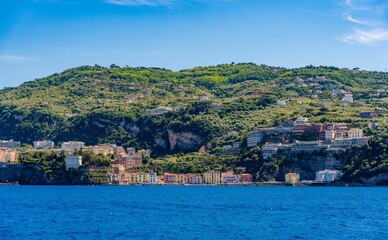 Scenic view of Sorrento, Italy with vibrant coastal buildings.