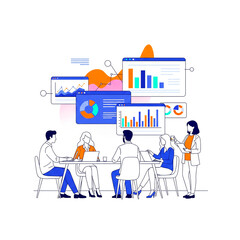 Digital Marketing Team Analyzing Online Data and Performance