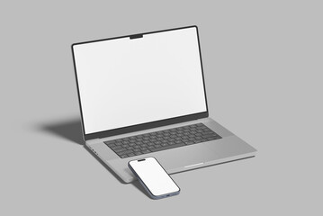 Laptop and Phone Screen Blank Mockup
