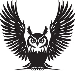 A silhouette owl of wings