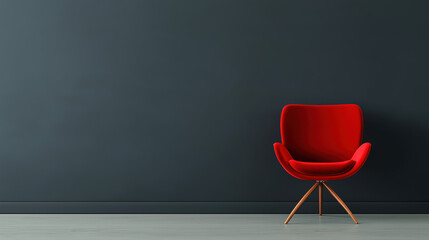 Modern Colorful Chair in Minimal Interior with Copy Space – Swivel or Static Furniture Design for Contemporary Living Room or Office Decor