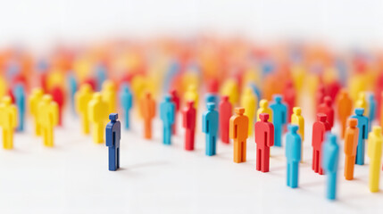 Colorful Human Figures Representation – Crowded Population Visualization with Diverse Small Figurines for World Population Day, Overpopulation Concept, and Demographic Study Materials