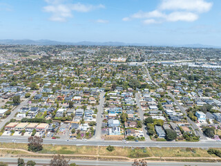 Aerial view of wealthy Encinitas town in San Diego, South California, USA. 