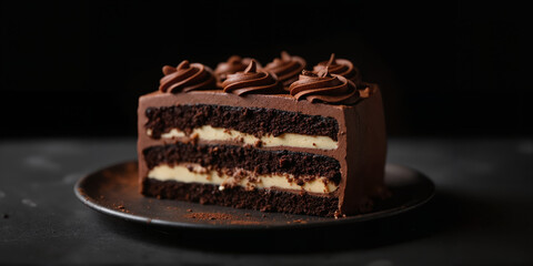 Chocolate Layer Cake with Rich Ganache Frosting and Chocolate Shavings for World Chocolate Day Celebrations, Dessert Blogs, and Baking Enthusiasts