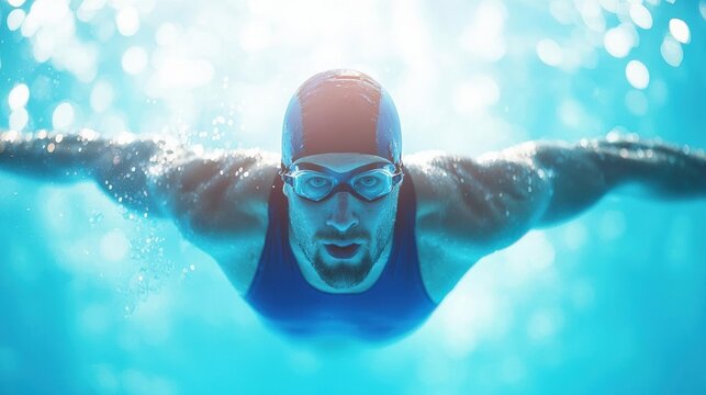 Underwater swimmer strength grace and aquatic power