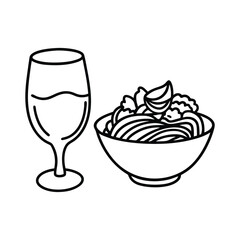 Continuous Line Drawing of Elegant Table Setting with Cutlery

