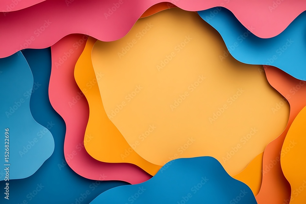 Aufkleber abstract background with paper cut shapes. colorful paper cut background. 3d rendering