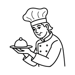 Continuous Line Drawing of Elegant Table Setting with Cutlery

