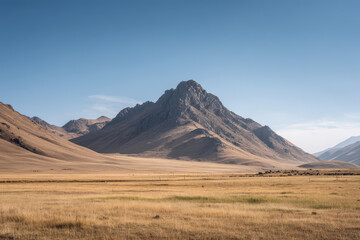 Fototapeta premium glacial valley in kyrgyzstan with long shadows rich color tones