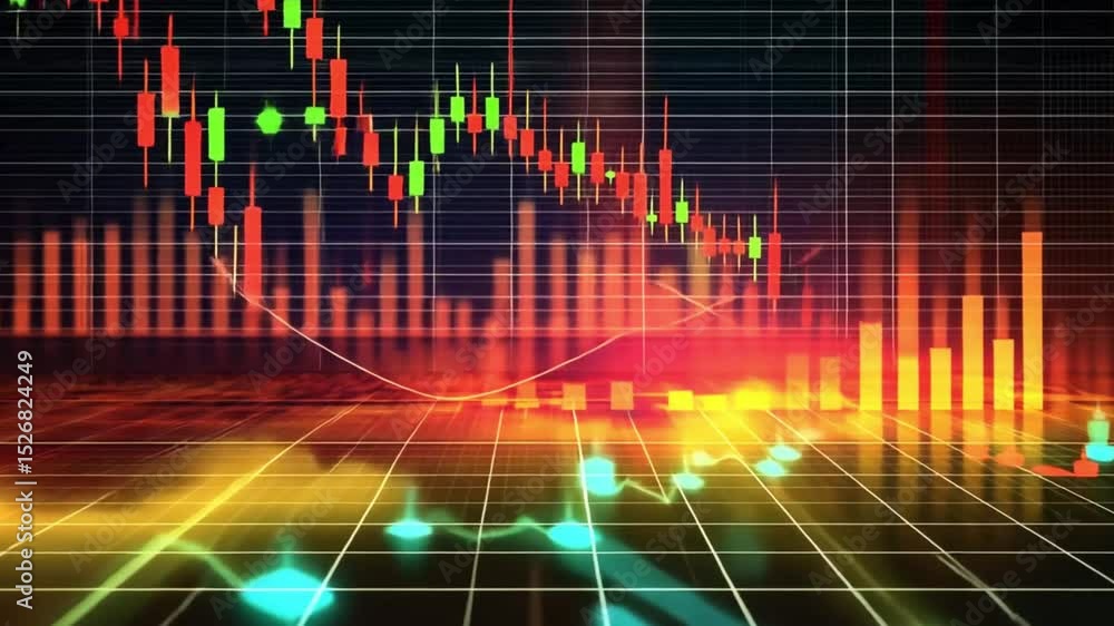 Poster dynamic stock market visualization: candlestick charts and data