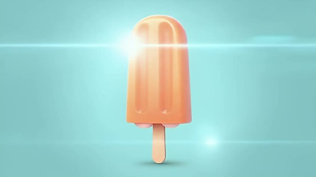 3D glossy cartoon orange popsicle render