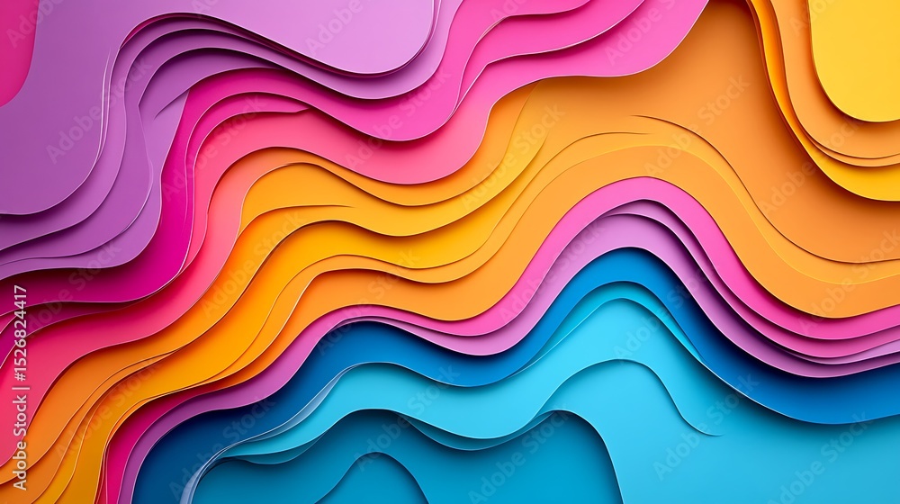 Poster abstract background with paper cut shapes. colorful paper cut background. 3d rendering