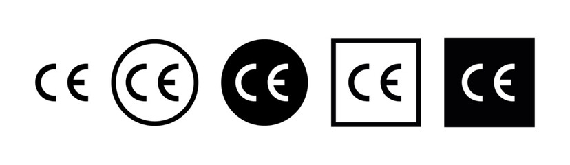 Set of black CE marking icon sign isolated on white background. Vector illustration