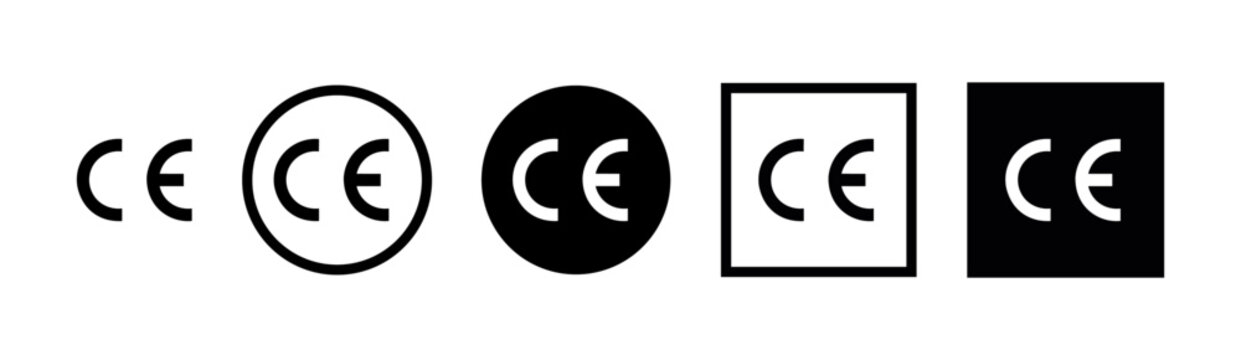 Set of black CE marking icon sign isolated on white background. Vector illustration