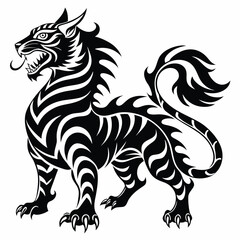 Fierce tribal style black and white tiger design