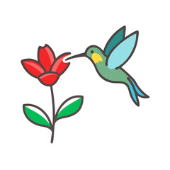 hummingbird and flowers