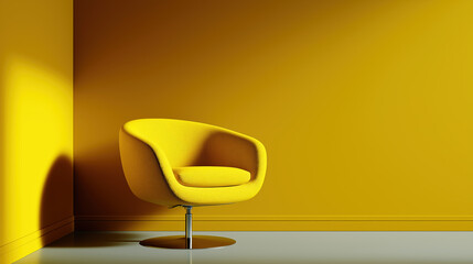 Modern Colorful Chair in Minimal Interior with Copy Space – Swivel or Static Furniture Design for Contemporary Living Room or Office Decor