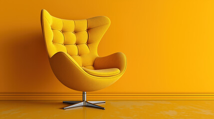 Modern Colorful Chair in Minimal Interior with Copy Space – Swivel or Static Furniture Design for Contemporary Living Room or Office Decor