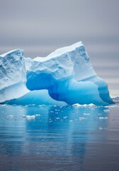 Antarctic Iceberg: A Glacial Wonder - Majestic iceberg floats in serene polar waters, symbolizing nature's beauty, climate change impact, glacial power, frozen landscape, and arctic wilderness