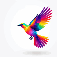 Colorful Geometric Bird Illustration - Abstract Rainbow Bird in Flight - Vibrant Polygonal Design for Wall Art and Creative Projects - Explore Nature's Beauty
