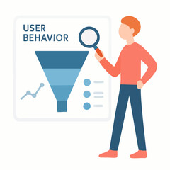 Flat Design Man Analyzing User Behavior Funnel Marketing Illustration