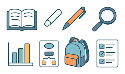 Education and learning icons set &ndash; outline, academic and school symbols