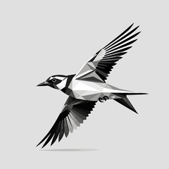 Fototapeta premium Geometric Bird Art-Abstract Flying Bird Illustration-Black and White Polygon Bird Design-Modern Minimalist Bird Artwork-Stylish Bird in Flight Image
