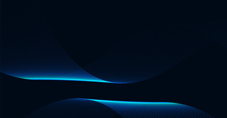 Dynamic Neon Blue Light Waves on Dark Background, Abstract Glowing Curves and Lines, Modern Futuristic Design for Technology and Innovation Visuals, Stock Photo